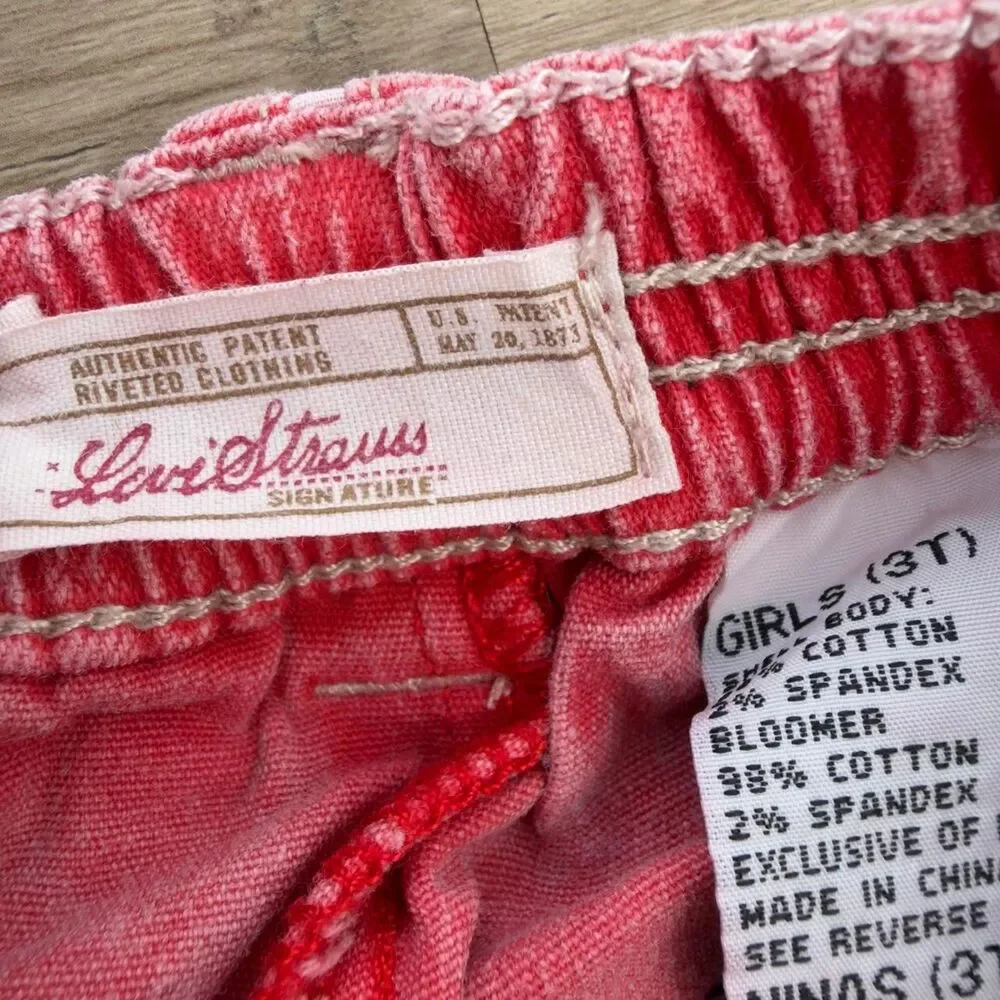 Levi's Toddler Girl 3T Pink Denim Skirt Embroidered Flower Built in Shorts Y2K